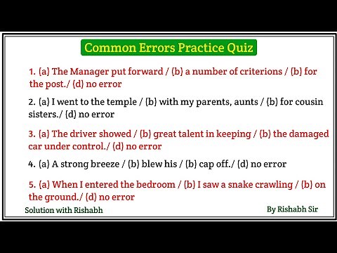 Spotting Errors | Common Error | Error Detection | Common Error Questions for all competitive exams