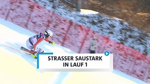 Gerade noch verletzt, jetzt zurück auf der Piste - und wie! ⛷ Linus Strasser vom TSV 1860 München fährt beim Slalom in Zagreb im ersten Durchgang auf Platz drei! #BR24Wintersport | BR24 Wintersport