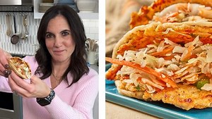 Buffalo chicken smashed tacos