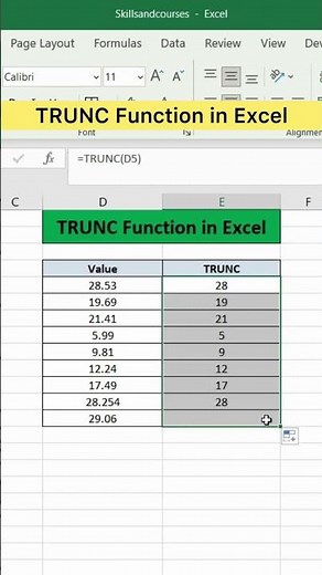TRUNC Function in Excel | Advanced Excel Formula #excel #exceltutorial #exceltips