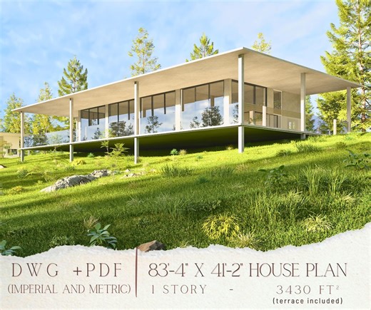 Modern Villa Plan: Single Story Home Design (digital Blueprint) - Etsy