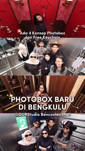 OUR Self Studio Indonesia on Instagram: "VINTAGE PHOTOBOX BARU DI BENGKULU😍 📍Bencoolen Mall, Bengkulu - Lantai Dasar (Area Timezone) 🕰️ Senin-Minggu (10.00 - 22.00 WIB) Konsep Photobox (💰35k/2 strip) 🎞️ Vintage Lift & Hotel 🪩 Elevator & Telephone 🎉 𝐏𝐑𝐎𝐌𝐎🎉 FREE KEYCHAIN (untuk semua konsep photobox) ⏳ Berlaku dari tanggal 26 - 30 Januari 2026 📬 S&K: - Follow akun Instagram dan TikTok @o