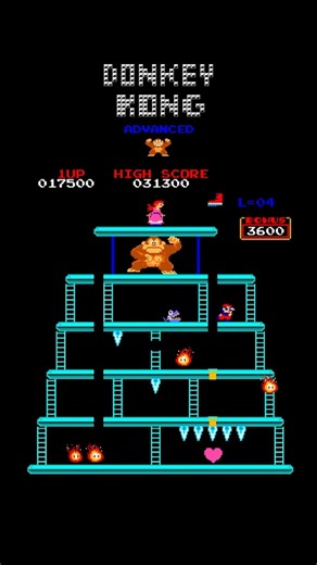 Donkey Kong Advanced 04 – Classic Arcade Game play#shorts