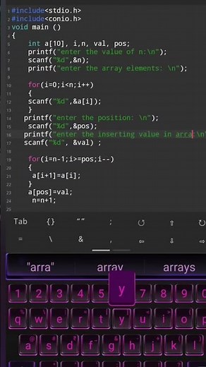 insert new element in any position of array in C programing #coding #cprograming