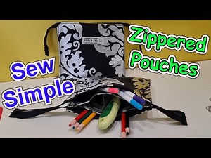 How to sew an easy zippered pouch with 3 compartments. DIY beginner sewing project. Cosmetic bag.