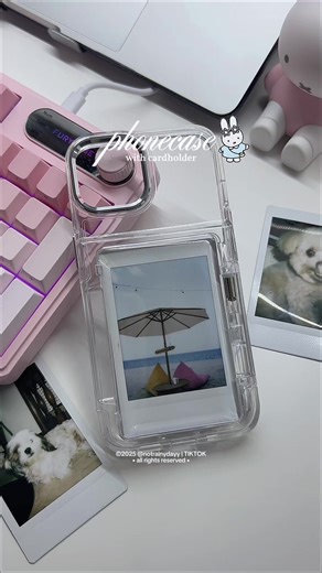 phone case with card holder ✨🤍 #phonecase #iphonecase #clearphonecase #cardholderphonecase #transparentphonecase [ phonecase. clear case. iphone phonecase. miffy. desk corner. desk set up. pink stuff. cozy edits. miffy desk. aesthetic ]