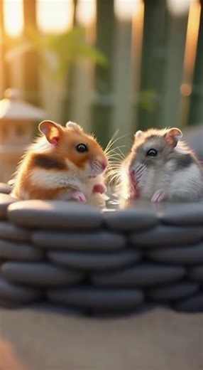 Two Hamsters in a Zen Hot Tub 🐹♨️#viral #funny #trending #youtubeshorts #shorts
