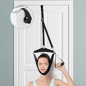 Neck Stretcher Cervical Neck Traction Device Over Door for Home Use,Portable Neck Traction for Neck Pain Relief, Physical Therapy AIDS for Neck Spine Decompressor (Black)