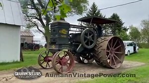 This is a 1917 Rumely Oil-Pull Model E. It's the largest gasoline tractor the company built with a 30-60 horsepower rating. Like all Oil Pulls, the tractor uses oil to cool the engine, making it run hotter and easily burn kerosene which was a cheaper fuel at the time. This tractor sells on the Graham Sellers Collection Steam Engines & Gas Tractors Auction On July 25, 2020. FOLLOW THIS LINK https://bit.ly/3f9vDma to see more details about this tractor. #rumely #aumannvintagepower #aumannuacitons 