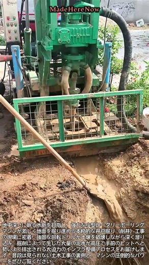 【土木工学】ロータリー式ボーリングマシンによる井戸掘り掘削・泥水排出システム #Geotechnic