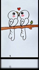 Cute Love birds drawing tutorial 😍 . #drawingideas #creative #fbreelsfypシ゚viralシ | Easy drawing for kids24