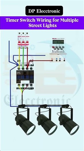 timer switch wiring ⚡ cannection for multiple street light ##youtube #vairal #industrialelectrician