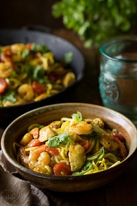 Singapore Street Noodles made with Zucchini Noodles (Paleo, Low Carb!)