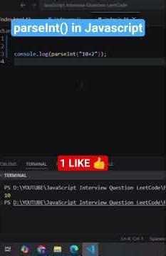 parseInt() in javascript | javascript interview question #shorts #ytshorts #javascript #coding #js
