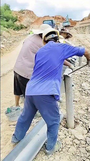 Road guardrail manual installation process #amazing