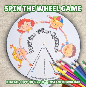 Positive Vibes Spinning Wheel Craft for Kids SEL School Game Classroom Activity
