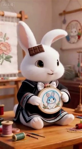 The cute rabbit is making your Easter gift!