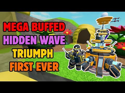 FIRST EVER QUAD MEGA BUFFED HIDDEN WAVE TRIUMPH | Roblox Tower Defense Simulator