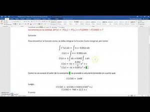 Problema Sobre Costo Marginal Integrales