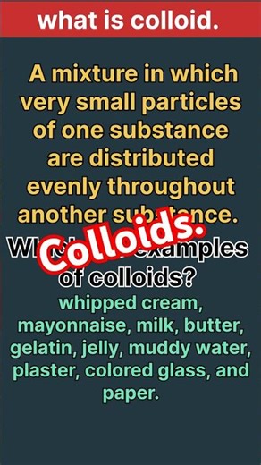 what is colloid | colloids | colloids classification | #bsc #bscconcept #chemistry #colloids #shorts