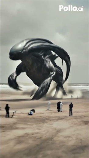 Mind-Blowing AI Sci-Fi Short: Giant Alien Creature on a Beach | Pollo AI Generated