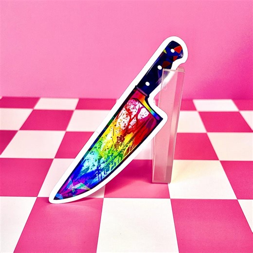 Rainbow/gay Pride Knife Sticker, 3" Hand-made Holographic Sticker - Etsy