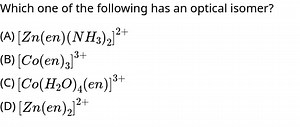 Which one of the following has an optical isomer?(A) \left[ \m... | Filo