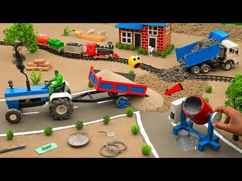 Diy Mini Tractor Builds Road | Concrete Mixer Machine Construction | Science Project ‪@AdgeCreator‬