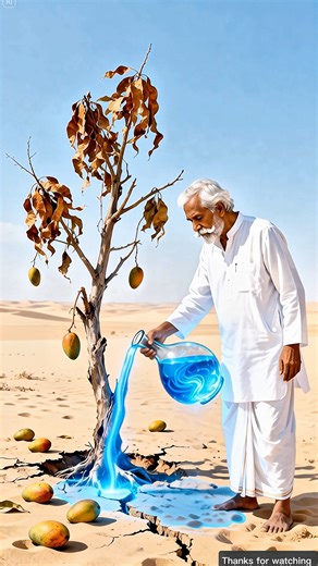 Grandma drops a mango in the dessert while returning home by train and a mango plant grows 😭 #ai