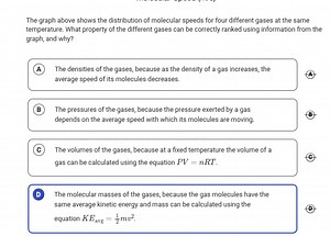 The graph above shows the distribution of molecular speeds for ... | Filo