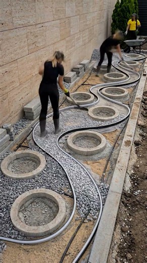 Modern Garden Bed Installation With LED Path Lighting