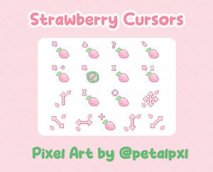 Strawberry Mouse Cursors for PC (windows Only) - Cute Pixel Art Cursor Pack - Kawaii Cursors - Pastel Pink Cursor Set - Cute Cursor Packs - Etsy