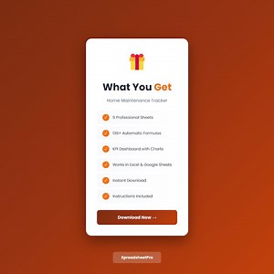 Home Maintenance Tracker | Dashboard   Achievements | Excel & Google Sheets | 10  Sheets | 200  Formulas | Digital Download - Etsy Canada