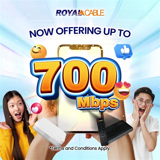 10K views · 13 reactions |  Level Up Your Internet Experience!  Enjoy up to 700 Mbps with UNLIMITED fiber access – all for just ₱1,899/month!   Perfect for streaming, gaming, working from home, and staying connected 24/7 – without the lag or limits. Don’t miss out on this unbeatable deal! #UnlimitedFiber #FastInternet #FiberPower #StayConnected | Royal Cable | Facebook