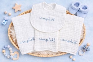 Monogrammed Muslin Burp Cloth Set of 3 Personalized Burp Cloth Personalized Baby Shower Gift Embroidered Muslin Bib Burp Cloth Unisex Gift