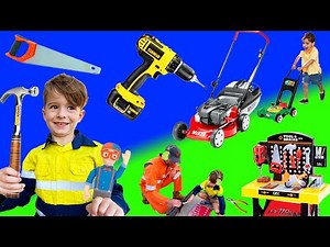 Tools for Kids | BLiPPi Toy Leaf Blower Yardwork Tools Video | min min playtime