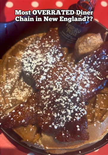 Is this the craziest diner environment in New England? Is this the most overrated chain in New England? Here's what I got: Chicken & Waffles The Friendly Toast in West Hartford, CT 📍 #CTEats #FoodTok #Diner #DinerFood #HiddenGem