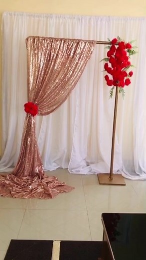 Beautiful DIY Red and Rosegold Wedding Backdrop Ideas