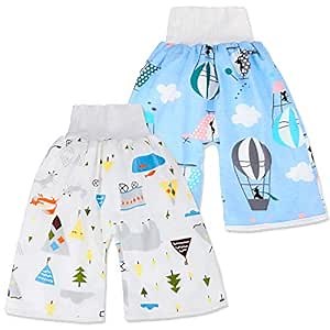 2 Packs Waterproof Diaper Pants Potty Training Cloth Diaper Pants for Baby Boy and Girl Night Time