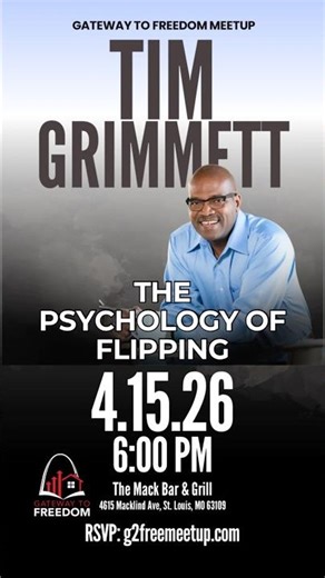 STL investors: April 15th Free meetup. Deals, connections, Tim Grimmett live. Lock in now! #flipping