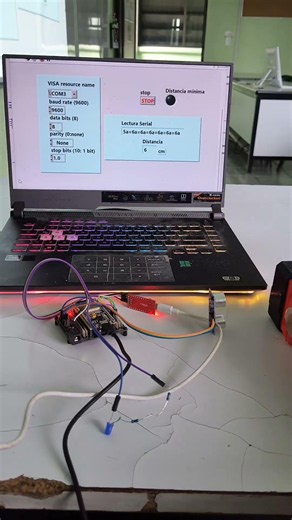 Lectura de sensor ultrasónico con ESP32 y LabVIEW. #tesielectronica #labview #esp32 #ultrasonico