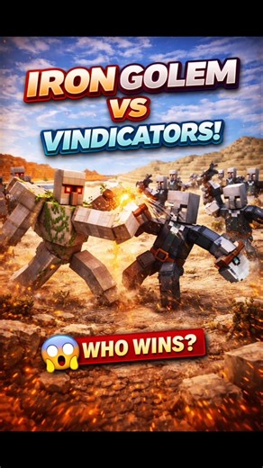5 Iron Golems vs Vindicator Army 😱 | Minecraft Mob Battle #minecraft