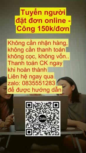 Tuyển người đặt đơn online - Hỗ trợ đào tạo chi tiết #vieclamtainha