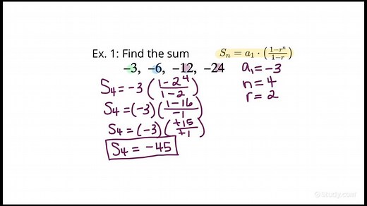 Finding the Sum of a Finite Geometric Series | Algebra | Study.com