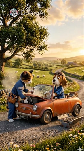 A Mechanic Cat Help A Dog ✨ Ai Video #3danimation #animatedadventures #dog #cgi #chefcat #cat