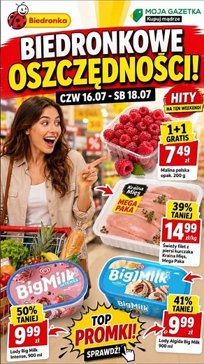 Biedronkowe oszczędności 👉 CODZIENNIE NISKIE CENY🔥| 16–18/07