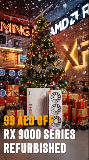 XFX Force Middle East | Graphics Card Company on Instagram: "Who said upgrades must be expensive? 😏 RX 9070 XT Refurb 🎄 99 AED OFF — Only at XFX #fyp #sale #rx9070xt"