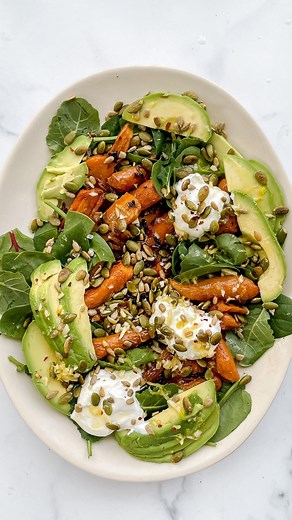 Kathleen Ashmore on Instagram: "HLS Episode 17: ABC Kitchen’s Roasted Carrot + Avocado Salad Sweet, savory, creamy, cool, crunchy, and bright. 🥑🥕 Bring a restaurant worthy salad to your kitchen table with this simple, delicious dish. Any substitution or process questions, let me know. Printable recipe is on my website, 🔗 in bio! . . . #saladrecipe #avocadorecipes #glutenfreerecipes #salads #healthyrecipeideas"