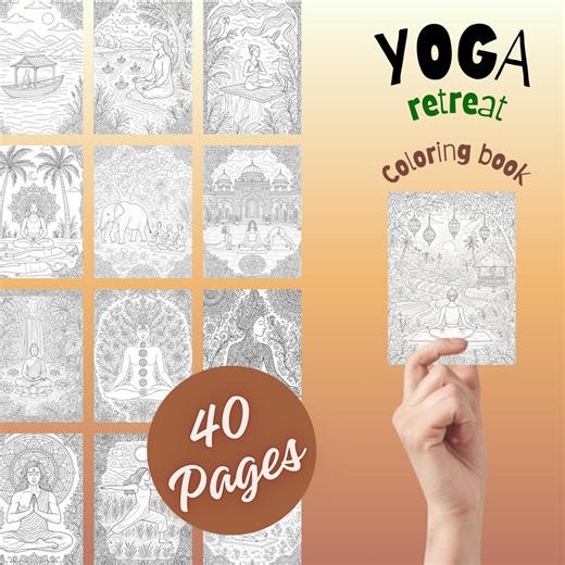 Páginas para colorear de retiros de yoga en PDF: 40 páginas imprimibles de mindfulness y viajes espirituales. Libro para colorear para adultos inspirado en Bali e India. - Etsy México