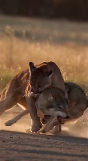 Puma vs Wolf Who Survives 🐺🐆
